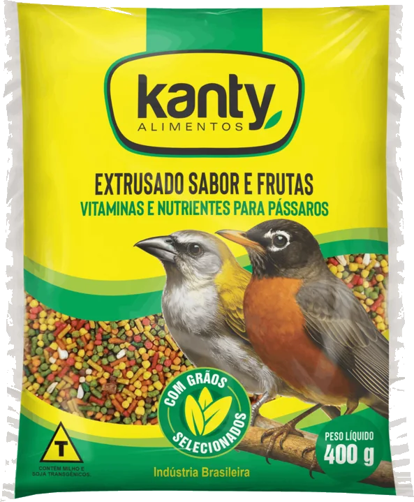 Embalagem Extrusado Sabor e Frutas para Trinca-Ferro e Sabiá 400g Kanty